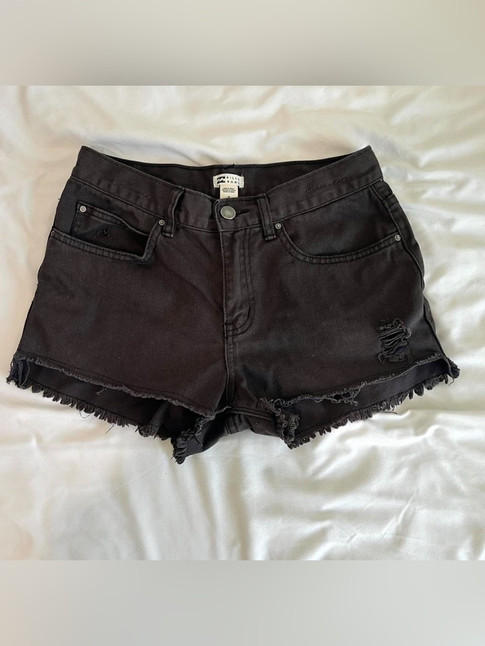Billabong Black Distressed Denim Cutoff Shorts
